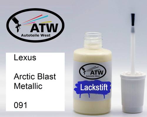 Lexus, Arctic Blast Metallic, 091: 20ml Lackstift, von ATW Autoteile West.